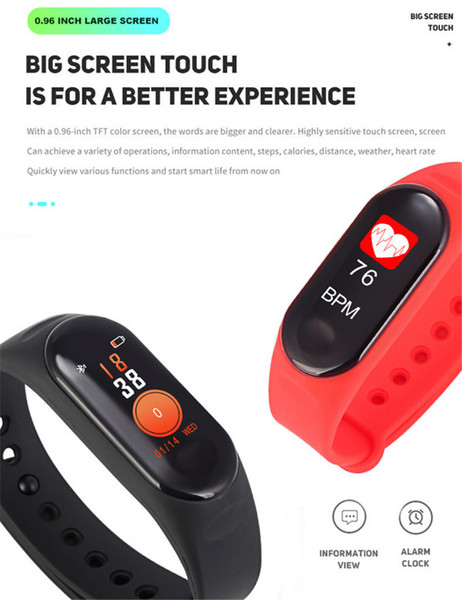 M3 Smart Band Blood Pressure Fitness Tracker Pedometer Heart Rate Monitor Smart Bracelet Wristband For IOS Android Phone