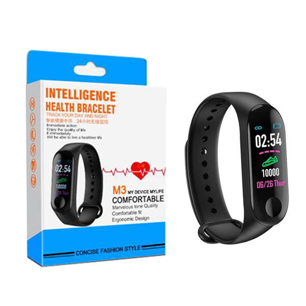 M3 Smart Bracelet Heart Rate Blood Pressure Monitor Pulse Wristband Fitness OLED Tracker Watch For iPhone Xiaomi Huawei PK Mi Band 3