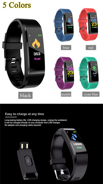 ID115 Plus Smart Bracelet Fitness Tracker Smart Watch Heart Rate Watchband Smart Wristband For Apple Android Cellphones with Box