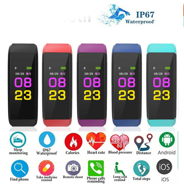 115 plus Smart Band Fitness bracelet Tracker Step Counter smartBand Watch Heart rate monitoring Wristband pk ID107 fit bit miband