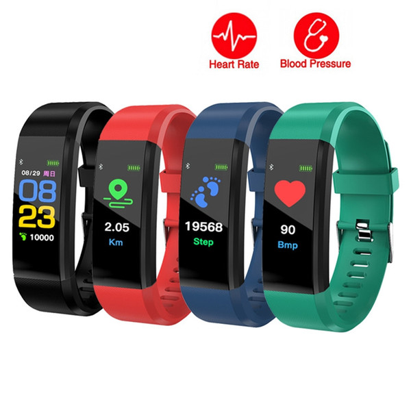 Color Display Screen ID115 Plus Smart Wristband Heart Rate Monitor Blood Pressure Watch Pedometer Fitness Tracker Bracelet for IOS Android