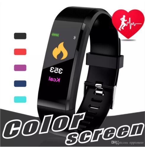 LCD Screen ID115 Plus Smart Bracelet Fitness Tracker Pedometer Watch Band Heart Rate Blood Pressure Monitor Smartwristband retail box DHL