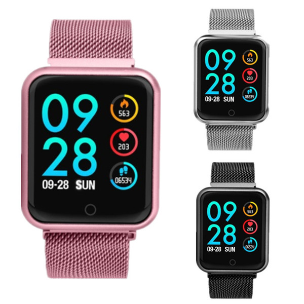 Smart Watch P68 Band IP68 Supports Dynamic Heart Rate/Blood Pressure Monitor Portable adsorption Metal Strap Fitness Bracelet