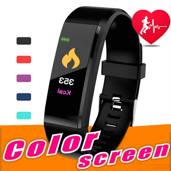 ID115 Plus Color LCD Screen Smart Bracelet Fitness Tracker Pedometer smartband Heart Rate Blood Pressure Monitor Smart Wristband OM-S8