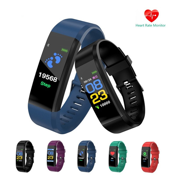 Color Screen ID115 Plus Smart Bracelet Fitness Tracker Pedometer Watch Band Heart Rate Blood Pressure Monitor Smart Wristband Sport Bracelet