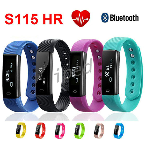 S115 115 HR Sports Smart Band Smartband Bluetooth Smartwatch Sports Wristband Bracelet Fitness Tracker for Women Men 10 colors + retail box