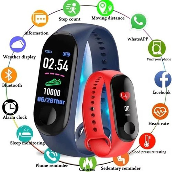 M3 Blood Pressure Oxygen Connected Watch Fitness Bracelet Activity Tracker Smart Watches Women IP67 Waterproof Sport Wristband