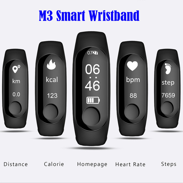 M3 Smart Wristband Bracelet Heart Rate/Blood Pressure Monitor Pulse watch Fitness OLED Tracker For Iphone Xiaomi PK mi band 3