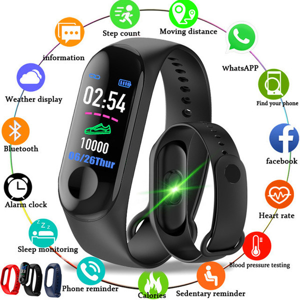 New Arrival M3 Color Screen Smart Band Bracelet Watch Fitness Activity Tracker Sport Wristband For men women