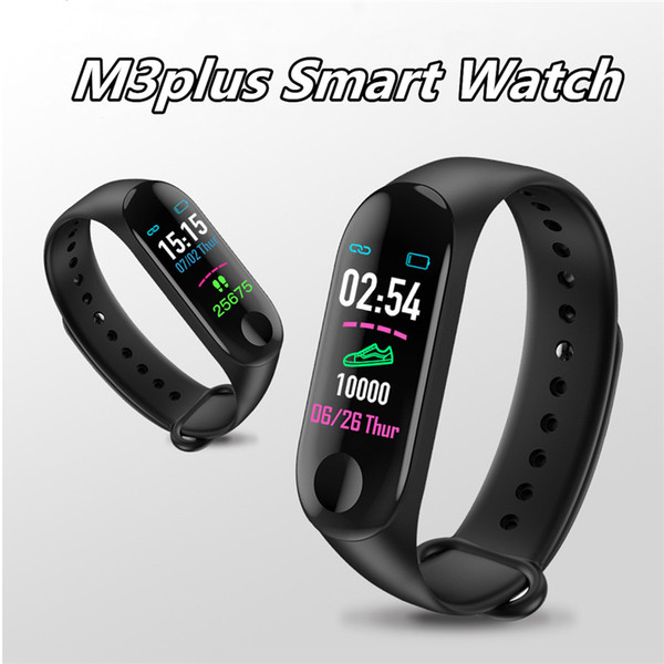 Fitness Smart Bracelet for Xiaomi Tracker M3plus Smart Watch with Heart Rate Watches for Apple Fitbit Android Cellphones IPX6-7 waterproof