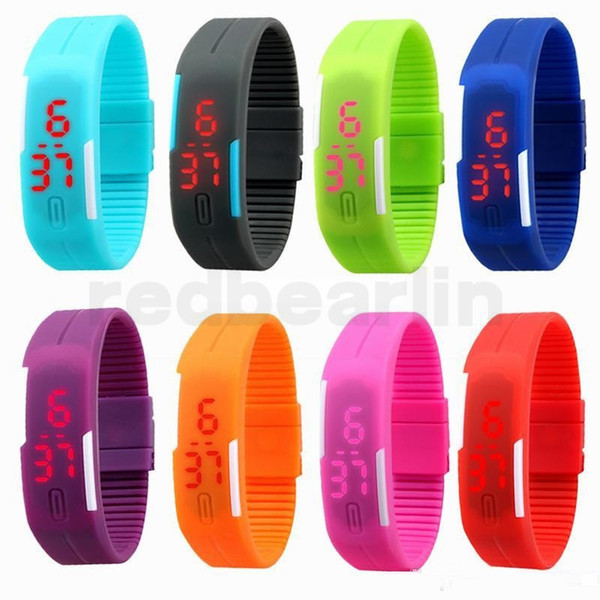 Sports rectangle led Digital Display touch screen watches Rubber belt silicone bracelets Wrist watches 100pcs uk1