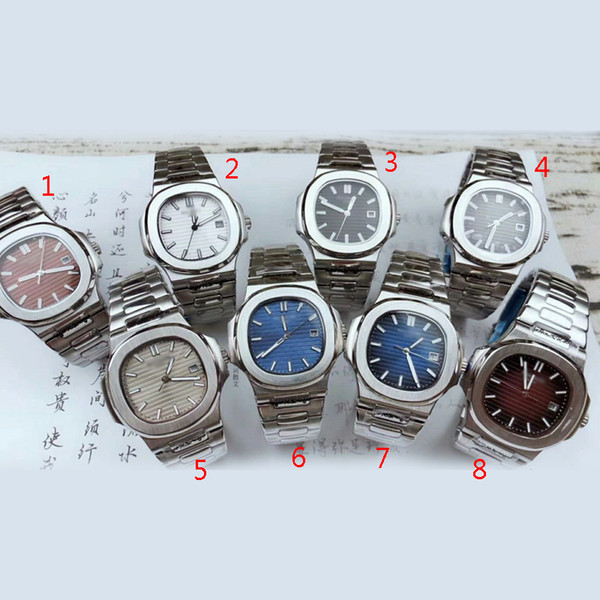 New arrivel silver mens luxury brand watches 5 colors automatic movement sapphire glass watches aaa quality 5711 series