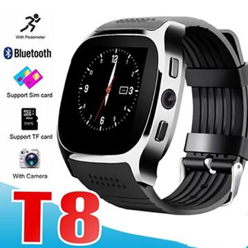 T8 Bluetooth Smart Pedometer Watches Support SIM &TF Card With Camera Sync Call Message Men Women Smartwatch Watch