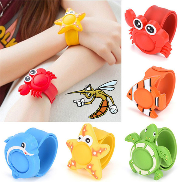 5 pattern Cartoon Silicone Mosquito Killer Outdoor Repellent Bracelet Baby Anti Mosquito Killer Wristband Reusable Free DHL