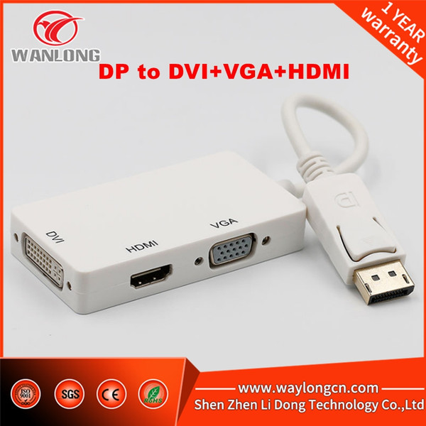 DP DisplayPort male to DVI VGA HDMI 3 in 1 adapter 1080P multi port adapter for macbook good quality shipping free