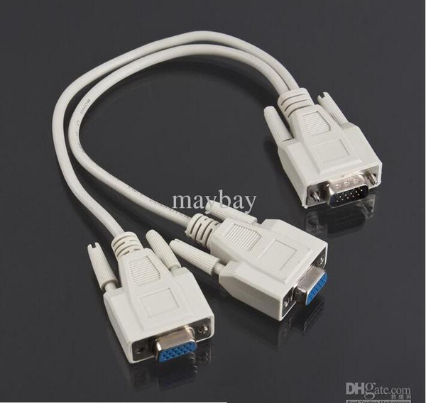 1 PC TO 2 VGA SVGA MONITOR Y SPLITTER CABLE LEAD 15 PIN