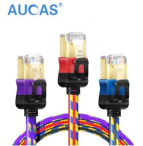 AUCAS High Speed 0.5m 1m 2m 5m 10m 15m Network Cable rj45 Patch cable Ethernet CAT7 Cable SFTP RJ45 flat Patch Cord