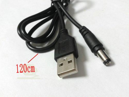 50pcs USB 2.0 A into to 5.5mm x 2.1mm DC Barrel Connector Jack Power Cable 120cm