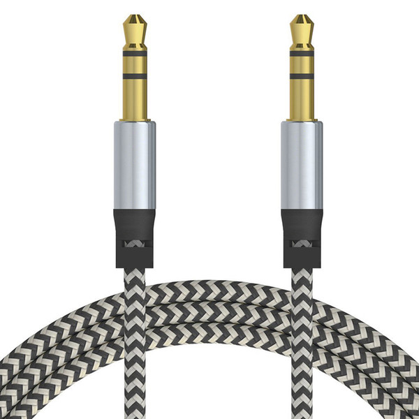 2018 Car Audio AUX Extention Cable Nylon Braided 3ft 1M wired Auxiliary Stereo Jack 3.5mm Male Lead for Apple and Mobile Phone Speaker