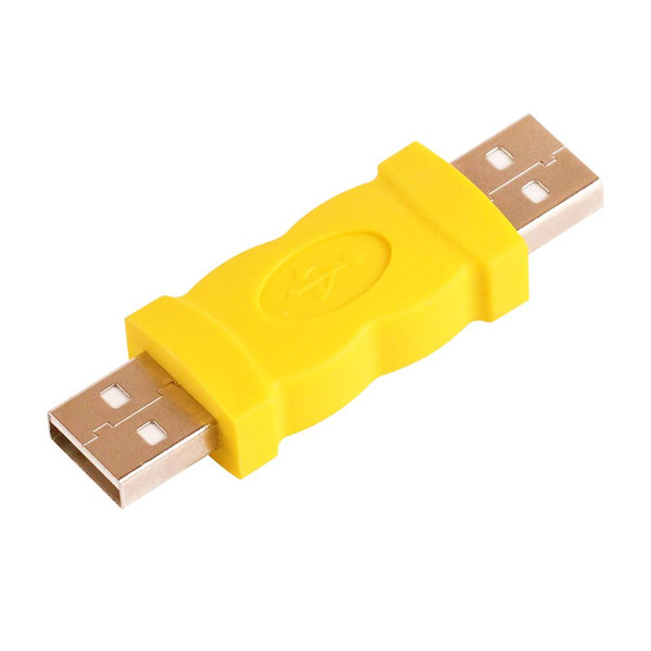 ZJT51 USB Connector Yellow Color New USB 2.0 A Male Plug To A Male Plug Adapter USB M/M Converter 100Pcs