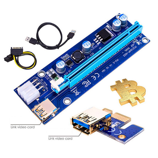 PCI-E 60cm Ver009S Ver009S Express Riser Card 1x to 16x USB 3.0 Data Cable SATA to 15Pin-6Pin For BTC Bitcoin Miner Machiner