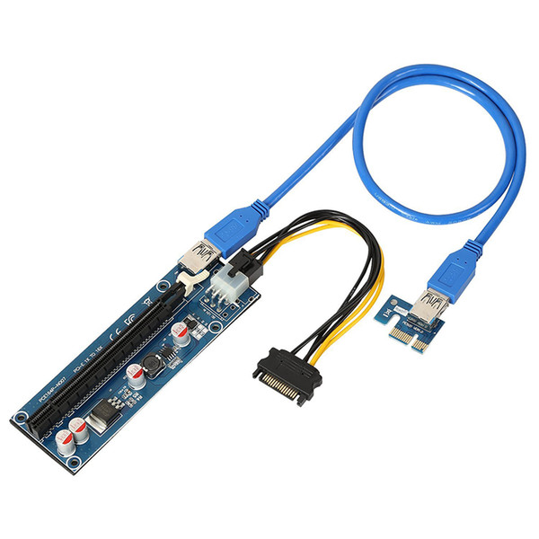 Mining Dedicated Graphics Card PCI-E 1X to 16X Riser Card 164P with 6 Pin to SATA Power Supply USB3.0 Cable 60cm