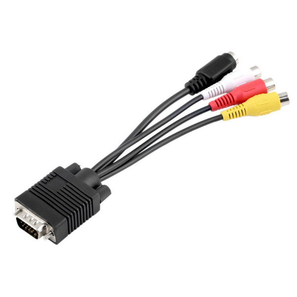 Wholesale 500PCS/LOT VGA SVGA to S-VIDEO 3 RCA TV AV CONVERTER CABLE ADAPTER Free DHL Shipping