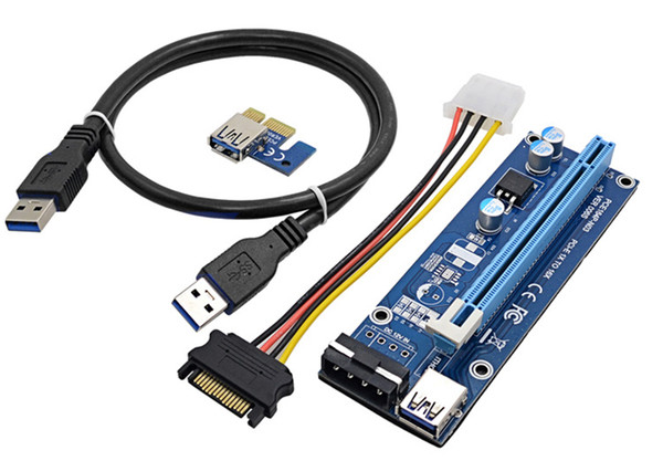 60cm PCI-E PCIe PCI Express 1x to 16x Riser USB 3.0 Extender Cable with Sata to 4Pin IDE Molex Power Supply for BTC Miner RIG OTH814