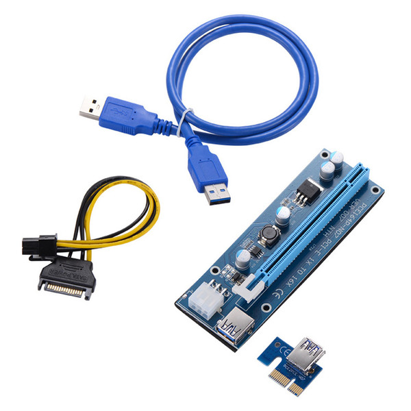 Fro 009s PCIe PCI-E PCI Express Riser Card 1x to 16x USB 3.0 Data Cable SATA to 4Pin IDE Molex Power Supply for BTC Miner Machine