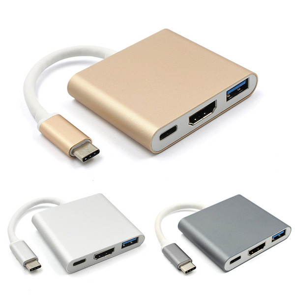 USB Type C to HDMI Digital Multiport Adapter USB C to Type C 3.1/ USB 3.0/HDMI 3 Port Hub for New Macbook Pro Samsung Note 8 S8