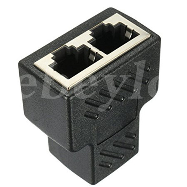 High Qaulity Plastic Copper Core 1 To 2 LAN RJ45 Connector Network Cable Splitter Extender Plug Adapter Connector Black