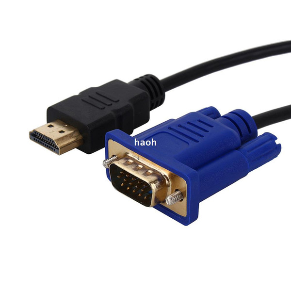 Freeshipping Premium Version 6ft 1.8M Gold HDTV HDMI to VGA Male HD15 Video Adapter Cable Cord For HDTV PC Laptop HDMI Kabel Cabo adapter