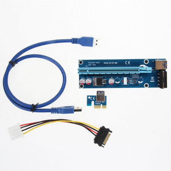 PCIe PCI-E PCI Express Riser Card 1x to 16x USB 3.0 Data Cable SATA to 4Pin IDE Molex Power Supply for BTC Bitcoin Litecoin Miner Machine