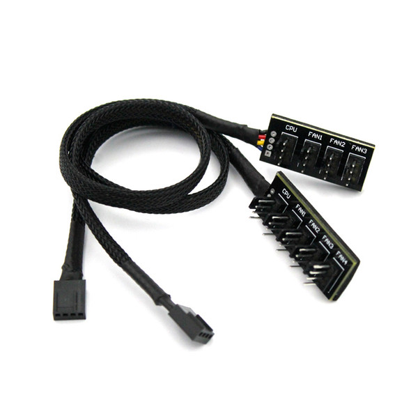 100 pcs All Black Sleeved 4 Way PWM Splitter Hub for 12V Computer Fans