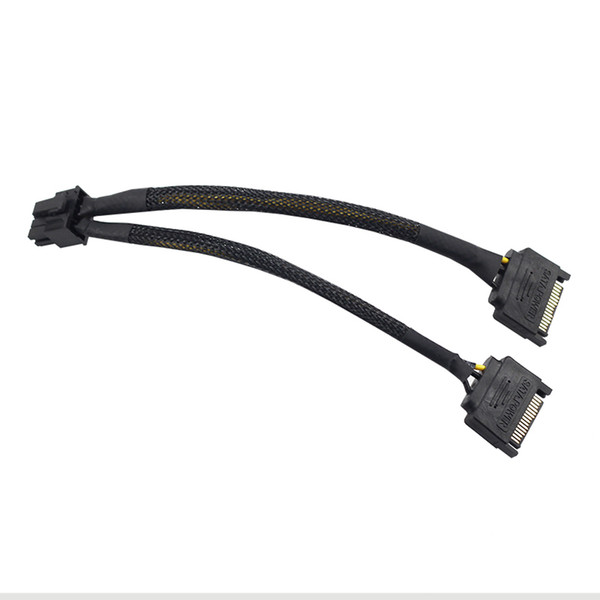 2 pcs 15-pin SATA male to 8-pin female power supply for PCI-e PCI high-speed cable computer graphics power interface