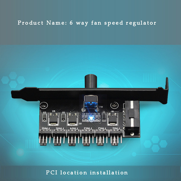 PC 6 Channels Fan Hub Cooling Speed Controller For CPU Case HDD VGA PWM PCI Bracket Power By 12V 3pin/4pin Fan Control