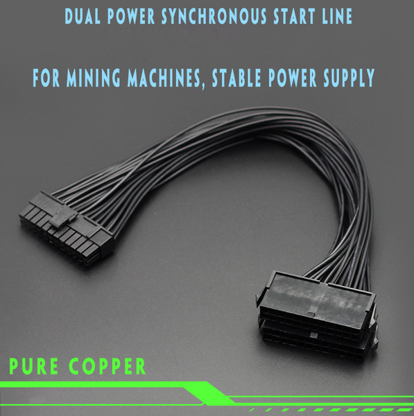 Dual PSU Cable Adapter 24 Pin 20 + 4 Pin ATX Motherboard Adapter Extension Cable Dual 24 Pin Mining Power Adapter