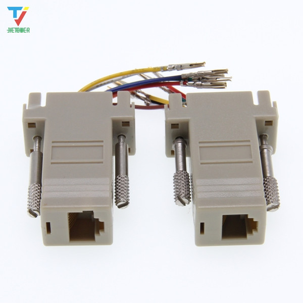 100pcs/lot DB9 female to-RJ12 female adapter for computer connection of 9-pin serial port equipment