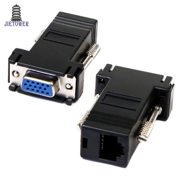 500pcs/lot Factory Price Hot Selling New VGA Extender Female To Lan Cat5 Cat5e RJ45 Ethernet Female Adapter Drop Shipping