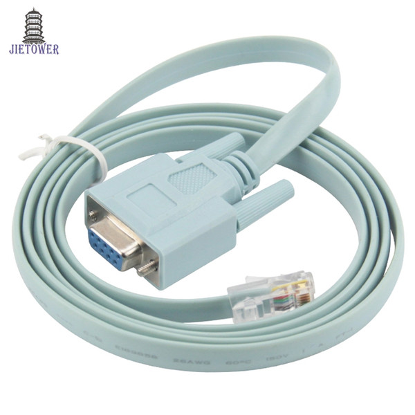 100pcs/lot DB9 to RJ45 Connector Network Cable for Cisco Switch Router Blue Serial port Console Cable Rollover Cable Serial