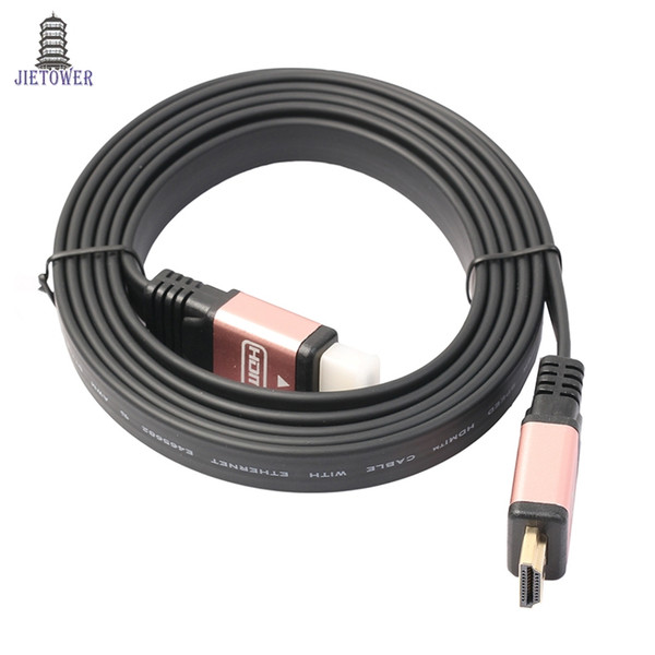 100pcs/lot 2.0 4K Pro HDMI Cable 1m/1.8m/3M/5M/10M Gold Plated Flat Cable Support HD 1080p Quad HD 1440p 3D HD 2x1080p