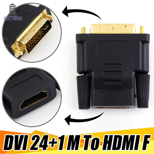 100pcs/lot DVI To HDMI (DVI 24+1 Male to HDMI 19Pin) Female M-F Adapter Converter for HDTV