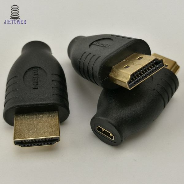 300pcs/lot Universal Standard HDMI Male Type A to Micro HDMI Type D Female Socket Adapter Converter Travel Power Charger Black