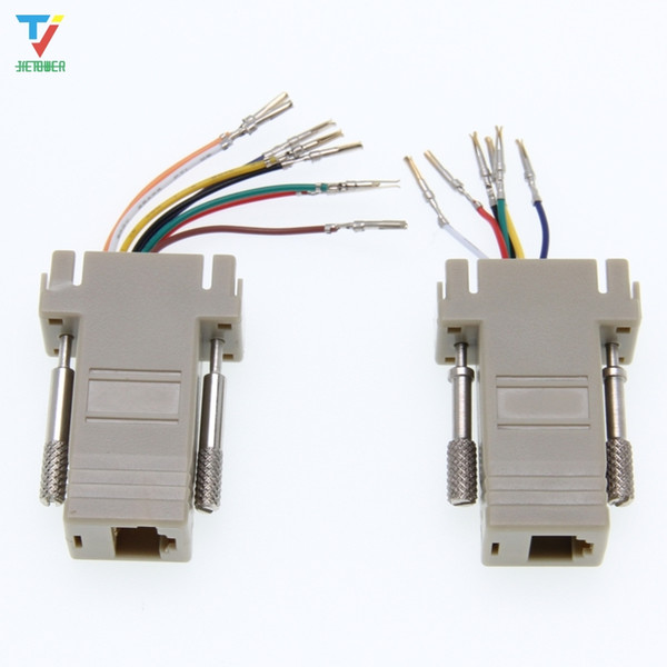 500pcs/lot DB9 female to-RJ12 female adapter for computer connection of 9-pin serial port equipment