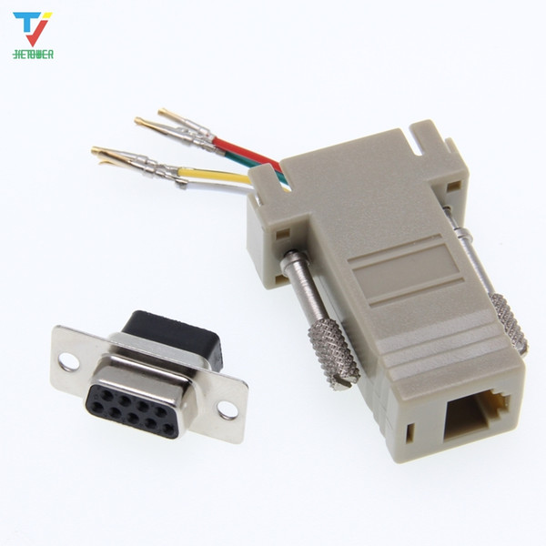 300pcs/lot DB9 female to-RJ12 female adapter for computer connection of 9-pin serial port equipment