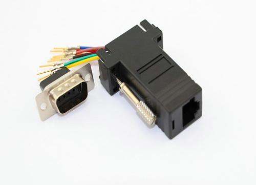 High quality black DB9 Male to RJ45 Female RS232 Modular Adapter 500PCS/lot