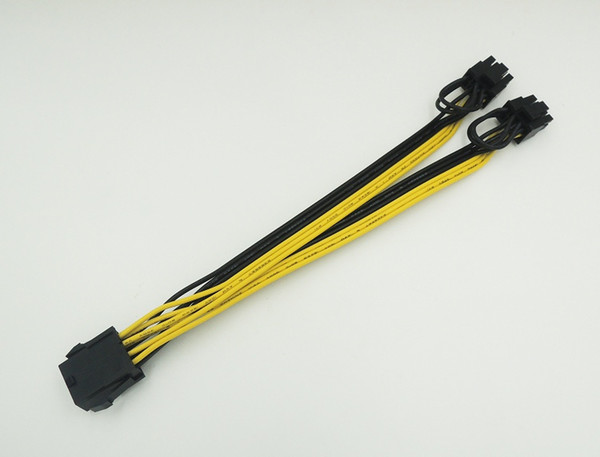 50pcs/lot High quality 18AWG 8 Pin CPU to PCI-E 8(6+2)pin splitter 18AWG extention power cable 20cm