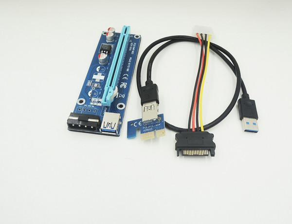 free shipping PCI-E Express 1X to 16X USB 3.0 Riser Card with USB 3.0 Extender Cable Power Supply SATA Cable