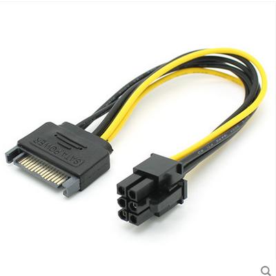 High quality SATA 15-Pin Male to 6-Pin PCI-Express Card Power Adapter Cable