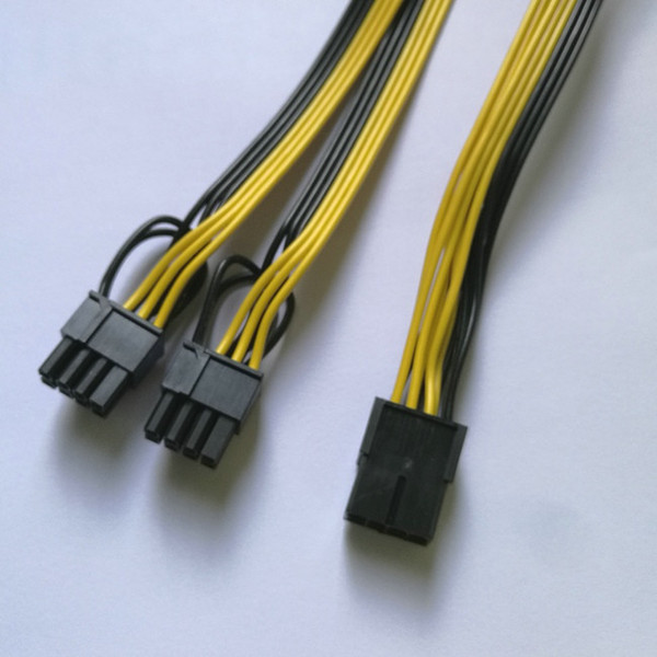 50pcs/lot High quality PC power 8 Pin PCI-E to 2*8(6+2)pin splitter 18AWG extention power cable